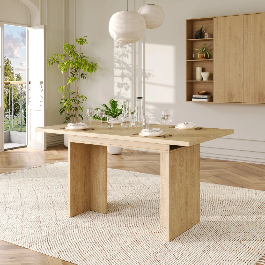 Tavolo da pranzo allungabile 140-180 cm in MDF effetto rovere, per 6-8 persone