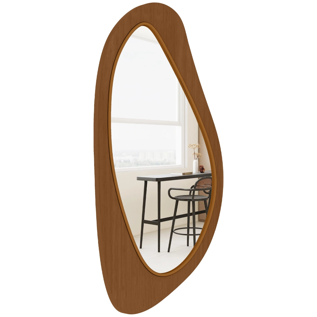 Specchio da parete asimmetrico ¨C zephmum ¨C 91.5x45 cm, effetto legno naturale