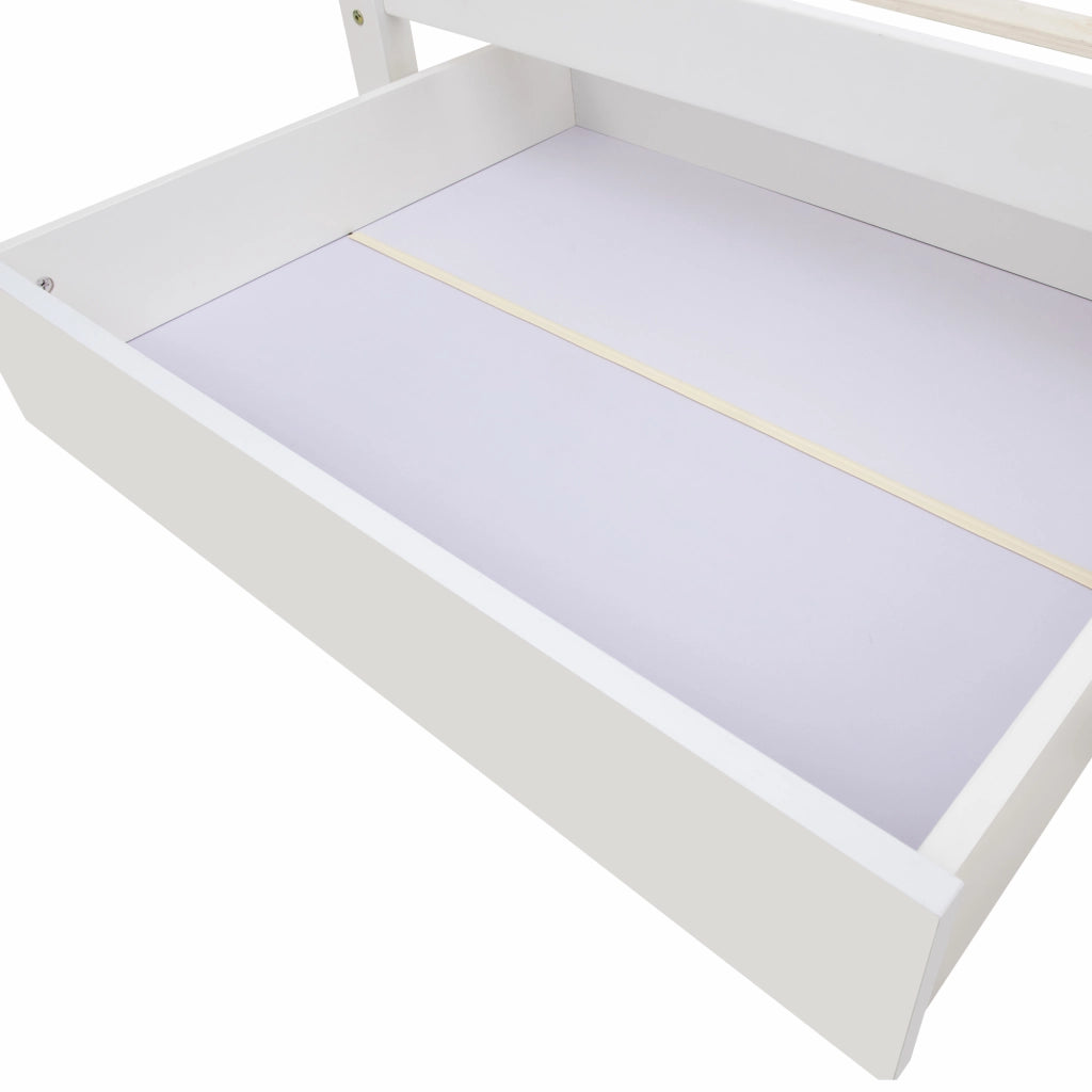 DESMIU Letto con Cassetti Letto Singolo 1 Posto con Contenitore e Testiera Libreria 90 × 200 cm, Senza Materasso