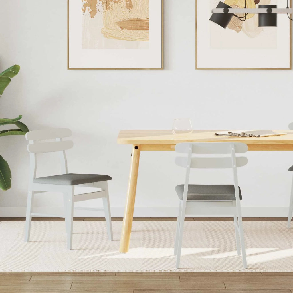 Sedia da pranzo 2 pz | Sedie da cucina Bianco e Grigio Legno di gomma solido