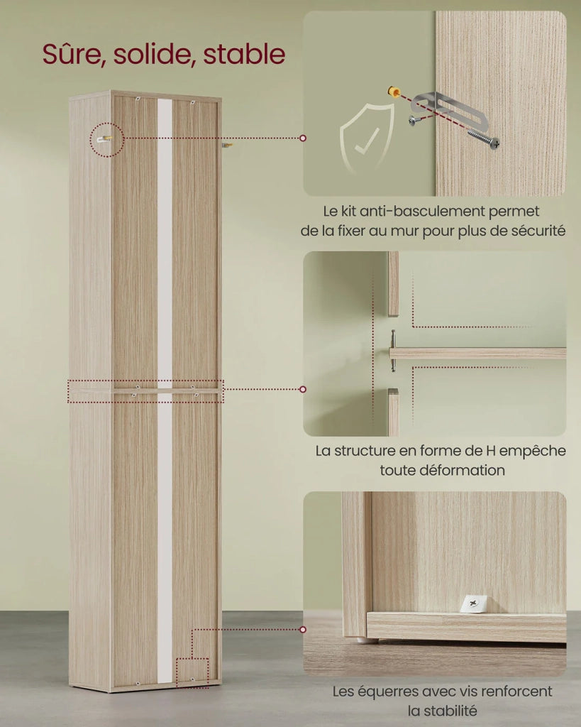 Libreria/mobile contenitore a 6 ripiani per soggiorno ufficio camera da letto stile scandinavo 40 x 24 x 1785 cm beige 12_0004252