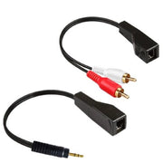Trade Shop - Adattatore Cavo Estensione Segnali Audio Da Rj45 Femmina A 2rca / Dc3,5 Mm Maschio Q-rj2 -