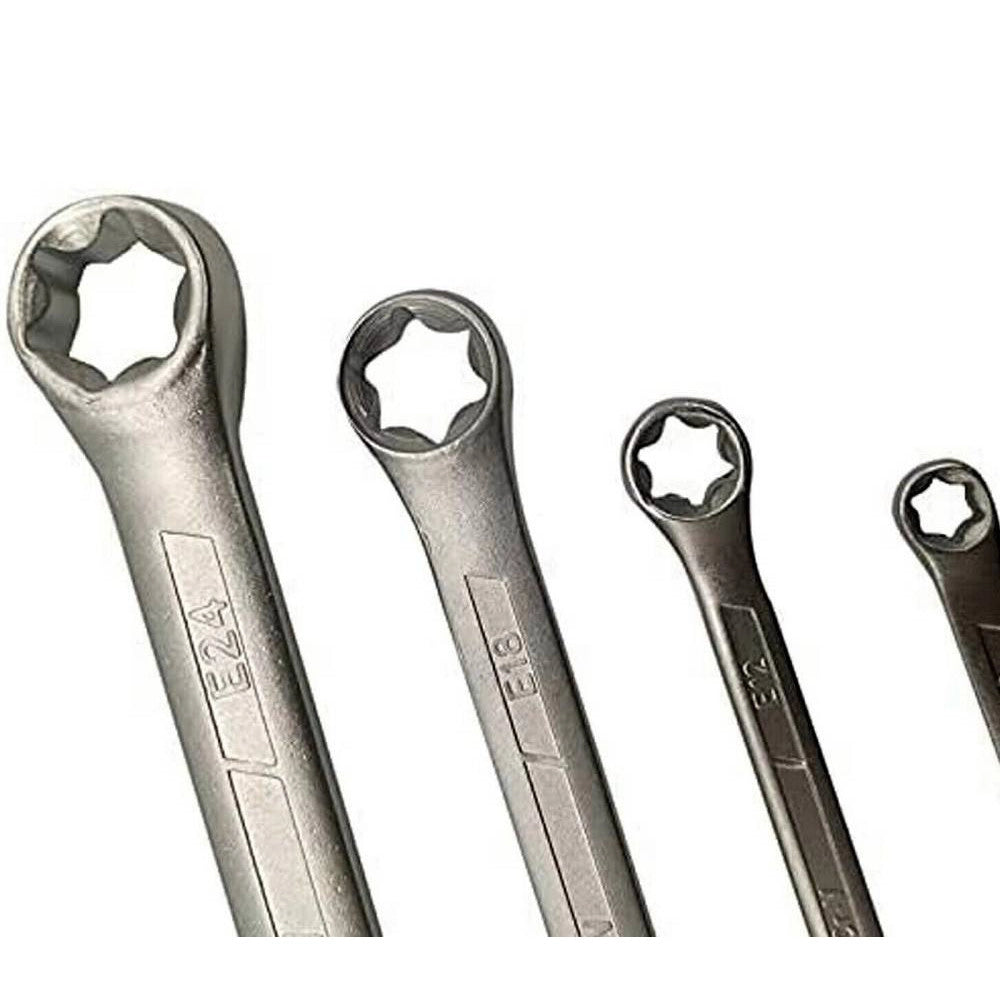 Trade Shop - Set Chiavi Combinate Doppia Testa Torx Femmina 4pz Misure Da E6-e24 Dritte 01004 -