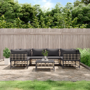 Set Divani da Giardino 7 pz con Cuscini Antracite in Polyrattancod mxl 76574