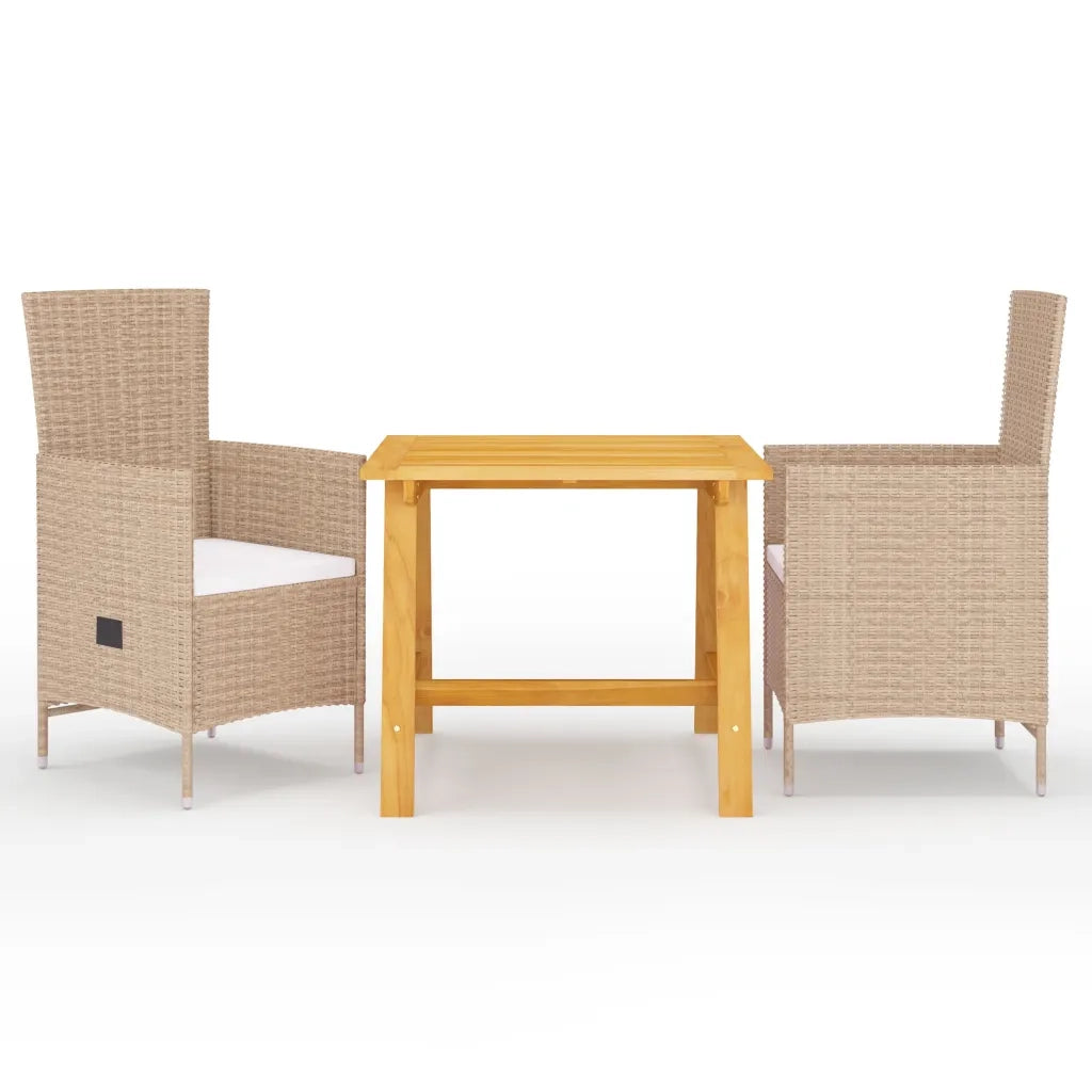 Set Mobili da Pranzo per Giardino 3 pz Beige cod mxl 36079