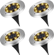 Lampade a pavimento alimentate da energia solare - 4 pezzi - IP65 impermeabili - caldo bianco - per esterno giardino - prato marciapiede ingresso patio illuminazione esterna alimentata da energia solare