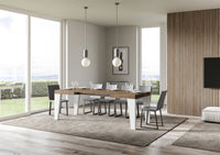 Tavolo Allungabile 130/390x90x77 cm Naxy Mix piano Noce gambe Bianco Frassino