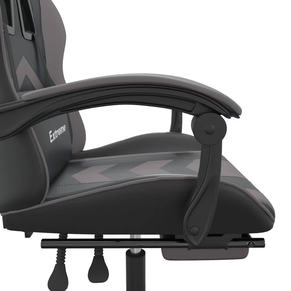 Sedia da Gaming con Poggiapiedi Nero e Grigio in Similpelle 3143906