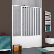 Box sopravasca a soffietto un lato 170 cm in PVC bianco riducibile e reversibile Teti