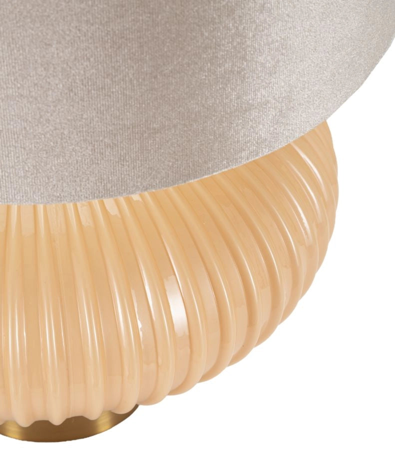 Lampada da Tavolo Perly Ø33x49 cm in Vetro e Ferro e Tessuto Perla e Oro