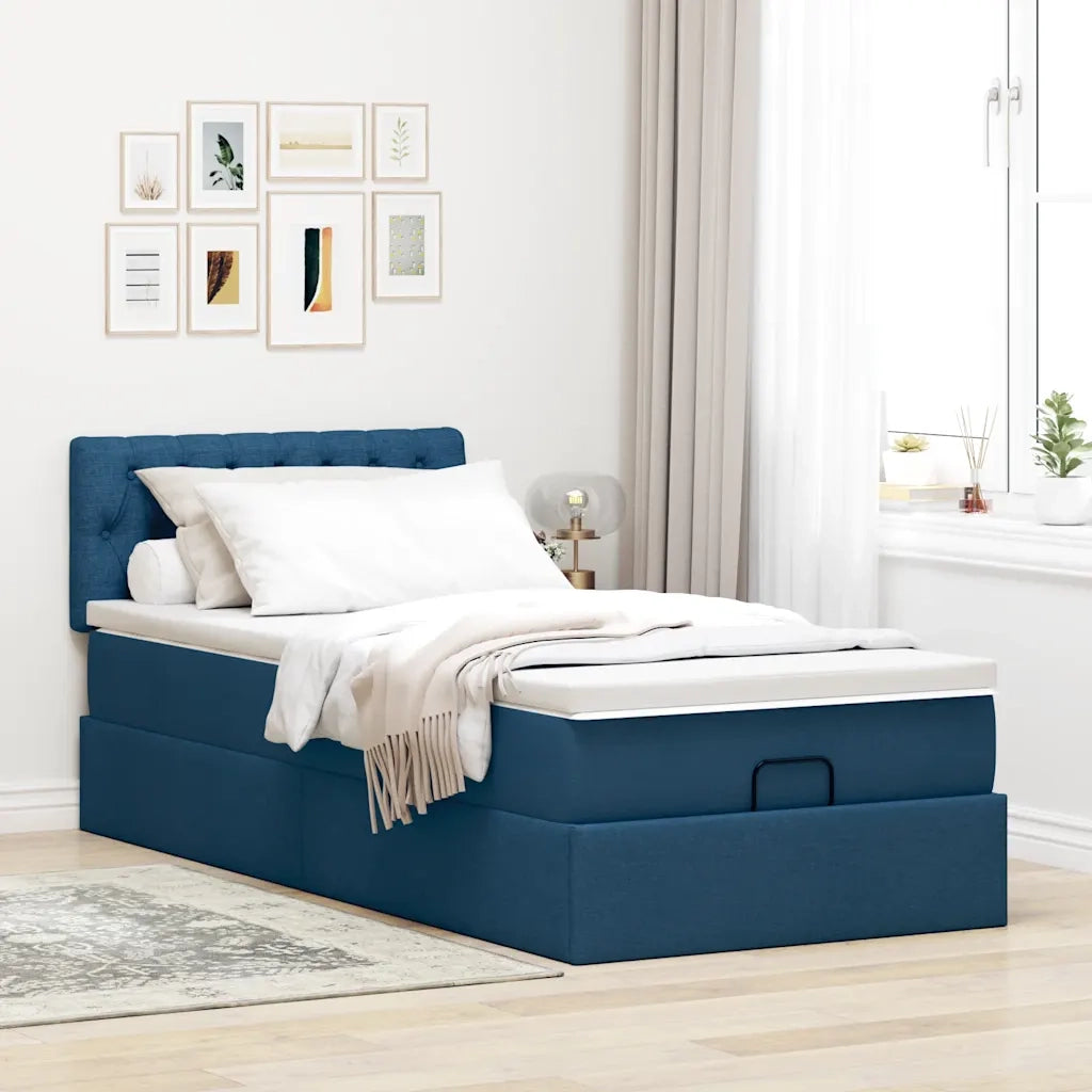 Pouf Letto con Materasso Blu 100x200 cm in Tessuto 3311524