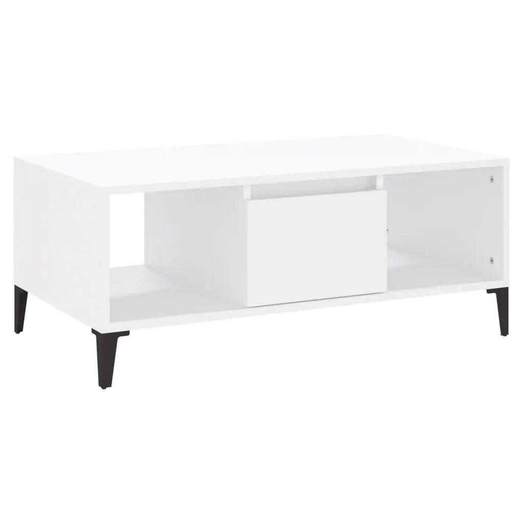 Tavolino da Salotto Bianco 90x50x36,5 cm in Legno Multistrato cod mxl 9494