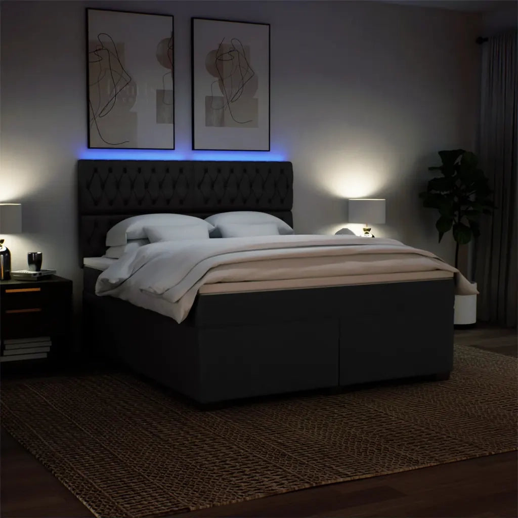 Giroletto a Molle con Materasso Nero 180x200 cm in Tessuto 3292876