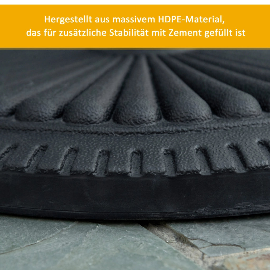 Supporto per ombrellone ¨C zephmum ¨C Nero, Acciaio, 14 kg, per tubi 35-48mm