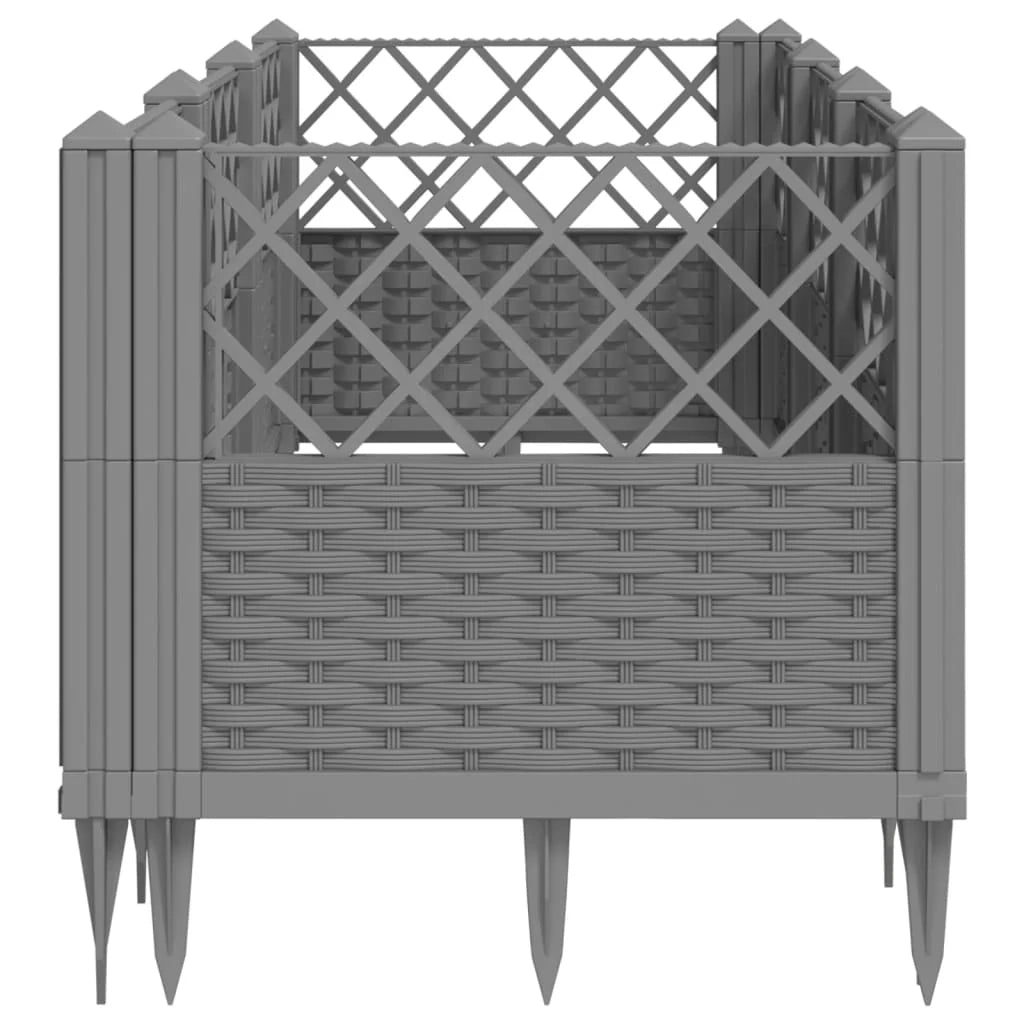 Fioriera rialzata per piante fiori patio giardino con picchetti grigio chiaro 123,5 x 43,5 x 43,5 cm PP grigio 02_0038205