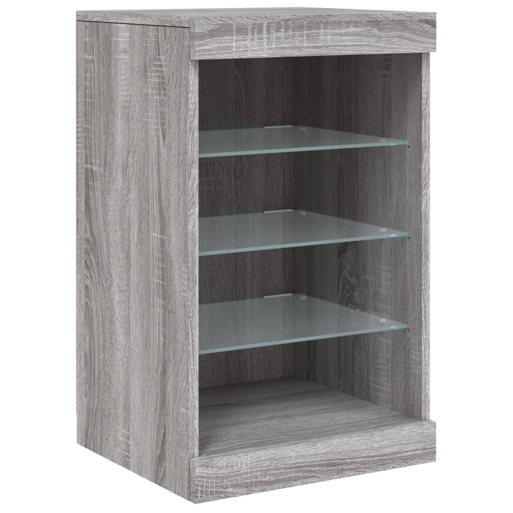 Buffet credenza cassettiera armadio mobile contenitore organizer per cucina soggiorno salotto con luci LED Sonoma 123 x 37 x 67 cm grigio 02_0030051