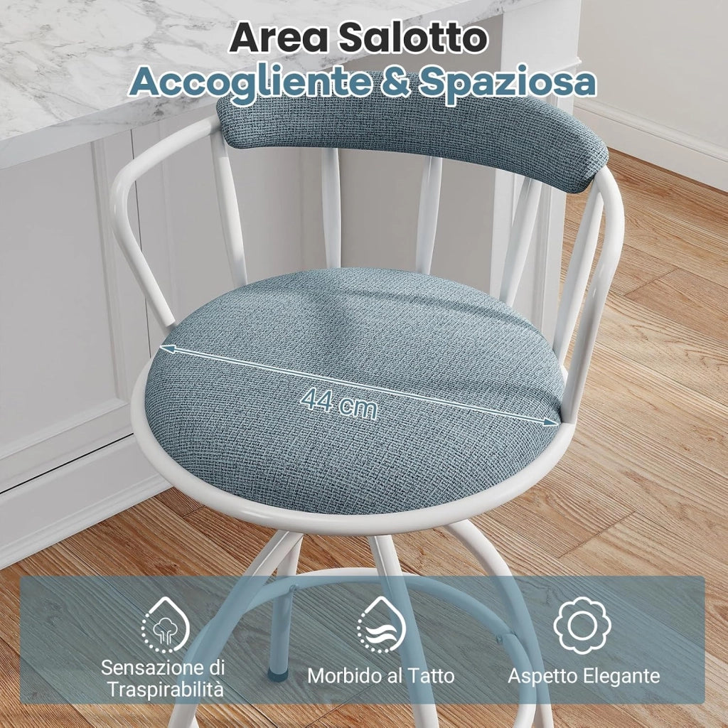 Set di 2 Sgabelli da Bar, Sgabelli Imbottiti con Schienale, Poggiapiedi e Struttura in Metallo, Portata 150 kg, Sedie Moderne per Isola da Cucina, Bar di Casa e Sala da Pranzo