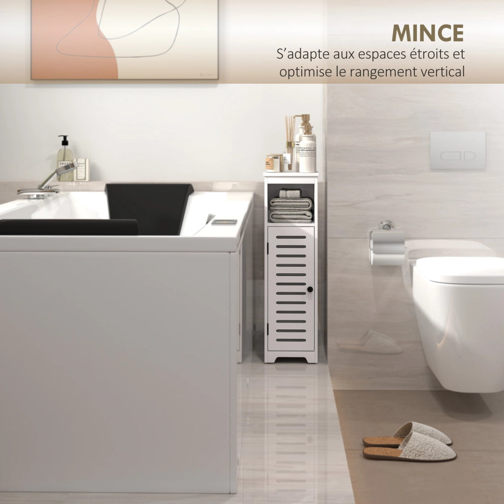 Mobile bagno 4 ripiani ¨C Xylo ¨C bianco legno 22x20x75cm con anta persiana