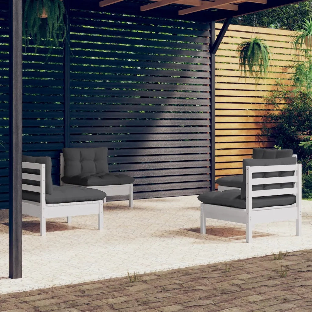 Set Divani da Giardino 4 pz | Set Salotto da Giardino con Cuscini Antracite Legno di Pino