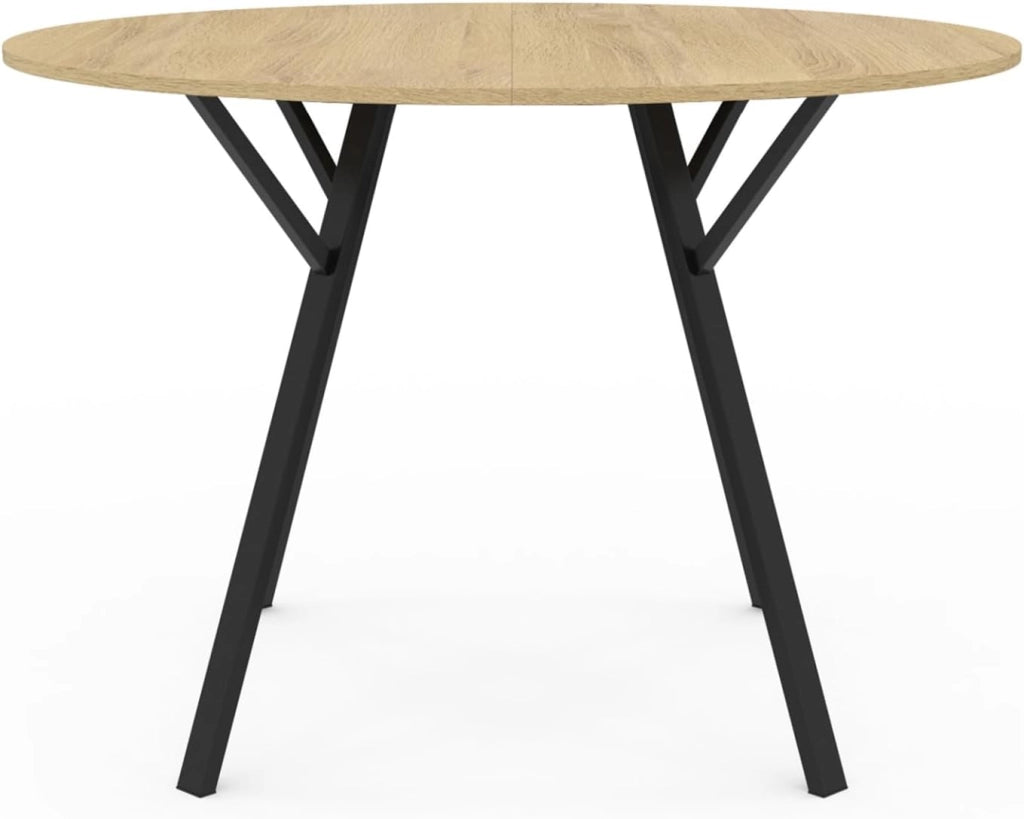 Mesa de comedor extensible YSEULT 6 personas madera y negro diseño industrial 110 cm