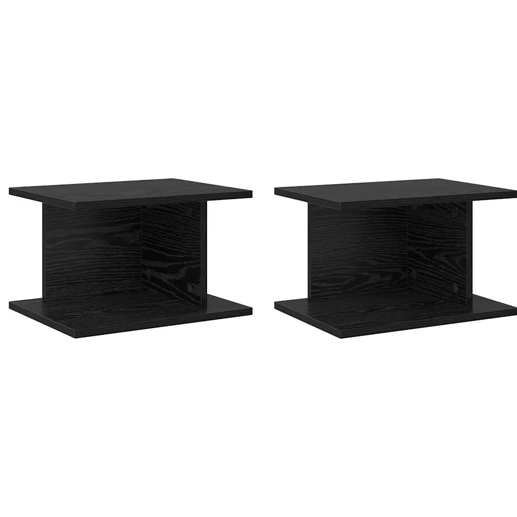 Comodino 2 pcs Rovere Nero 40 x 30 x 25 cm Legno multistrato