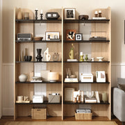 Libreria aperta a 5 ripiani 160x135x25 cm in pannello truciolare naturale e nero