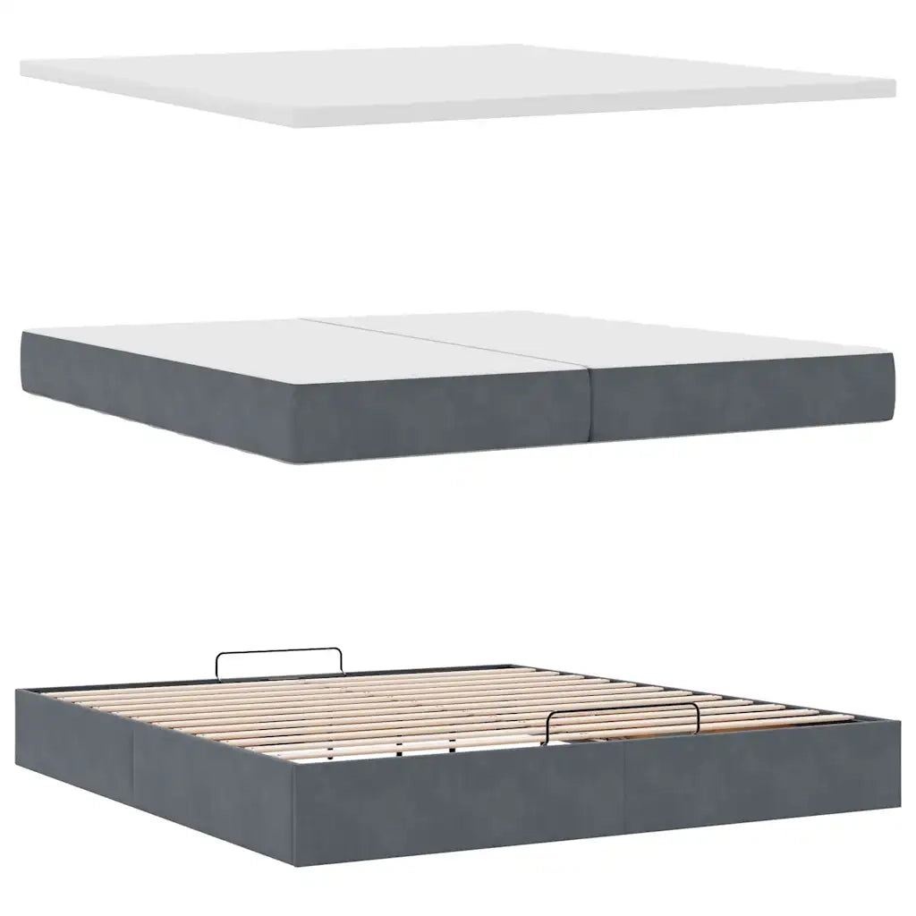 Struttura Letto Pouf con Materassi 200x200 cm Velluto 3314487