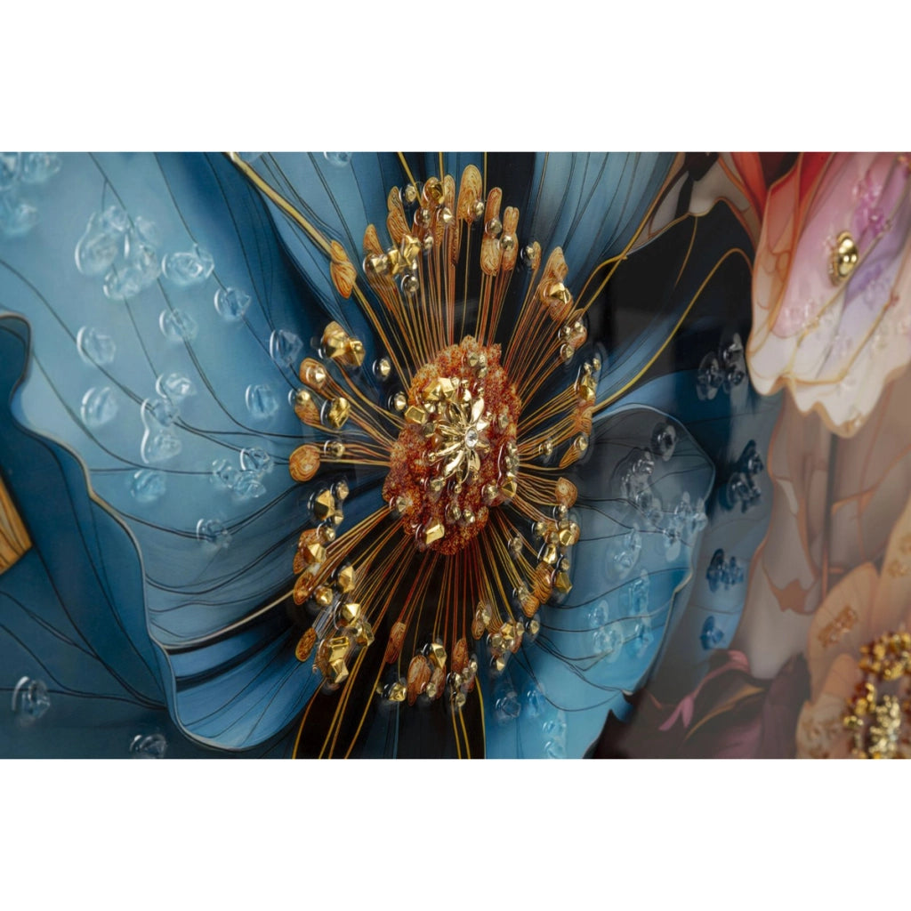 Stampa su Tela Fiori 70, Multicolore, Legno, 82x4x82 cm