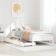 Letto senza Materasso Bianco 75x190 in Legno Massello di Pino