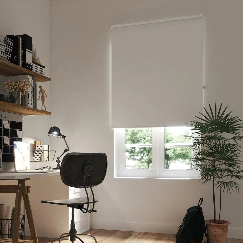 Trade Shop - Tenda Rullo Oscurante 100x180cm Bianco Con Catenina Tende Parasole Finestra Casa -