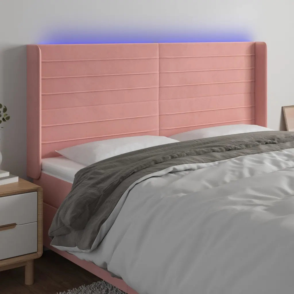 Testiera | Testata a LED rosa 203x16x118/128 cm in Velluto
