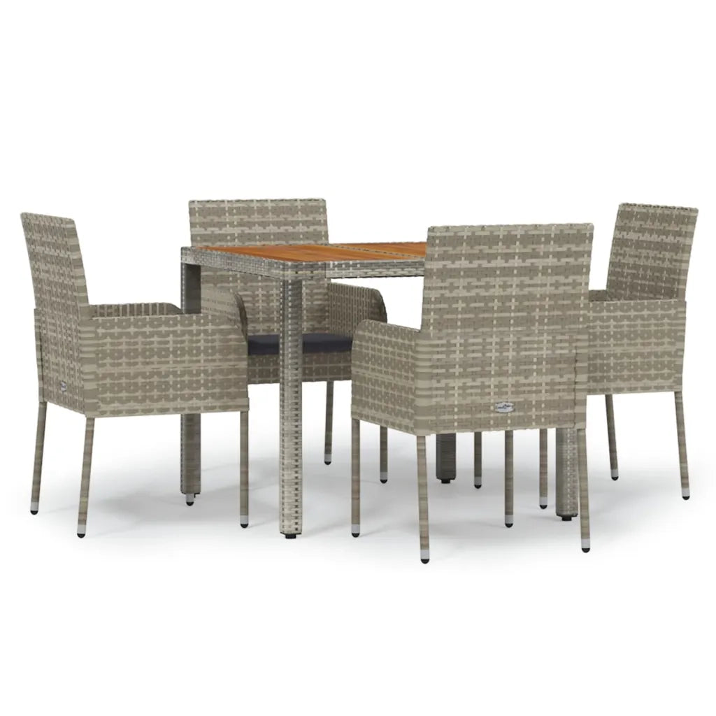 Set da Pranzo da Giardino 5 pz con Cuscini in Polyrattan Grigio 3185018