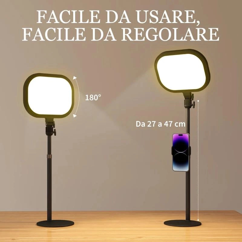 LAMPADA DA SCRIVANIA LED CON SUPPORTO PER TELEFONO, 5 COLORI DI LUCE E 10 LUMINOSITÓ, NERO