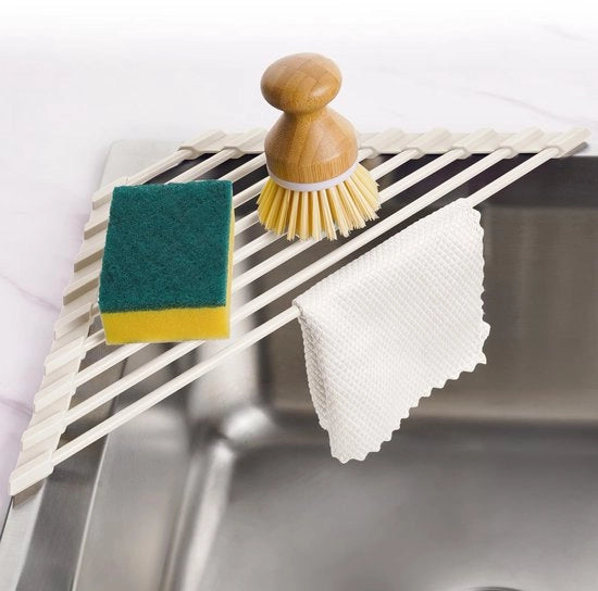 Asciugamano per oggetti in acciaio inox con cerniera, pieghevole, con trattamento di silicone, per angolo della vasca da bagno