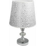 Trade Shop - Lume Da Comodino Moderno Abat Jour Lumetto Tavolo Acciaio Paralume Glitter D19a -