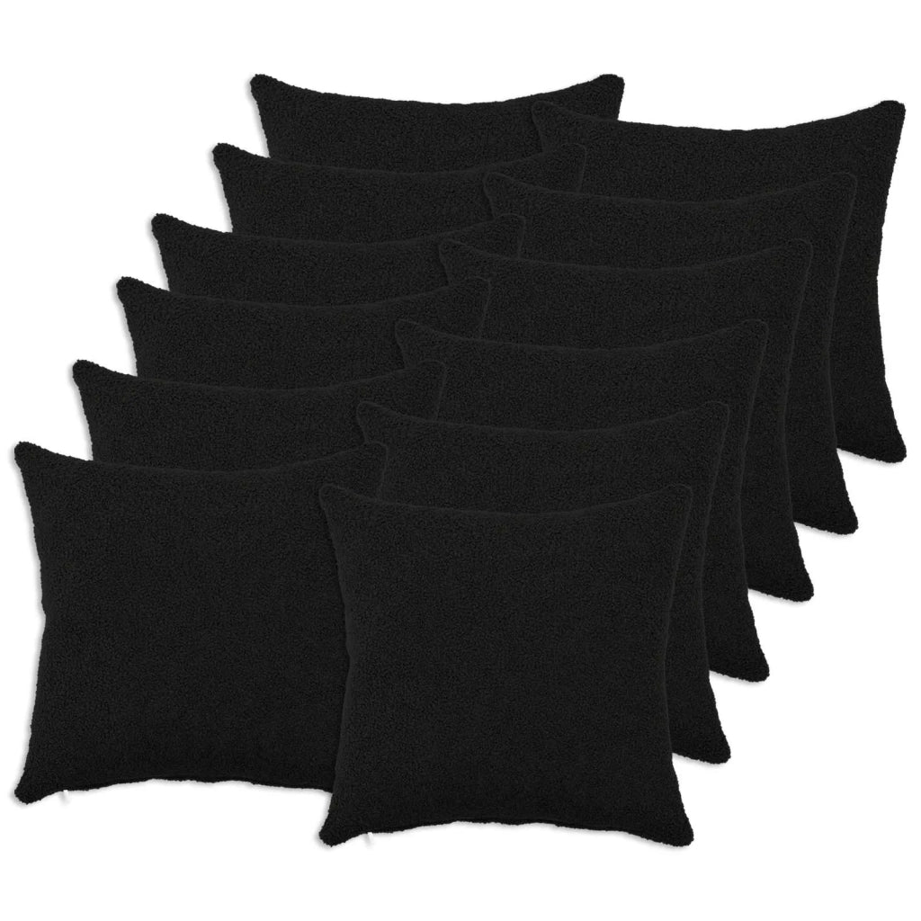 Federa 12 pcs HEERLEN Nero 45 x 45 cm Bouclé 910437