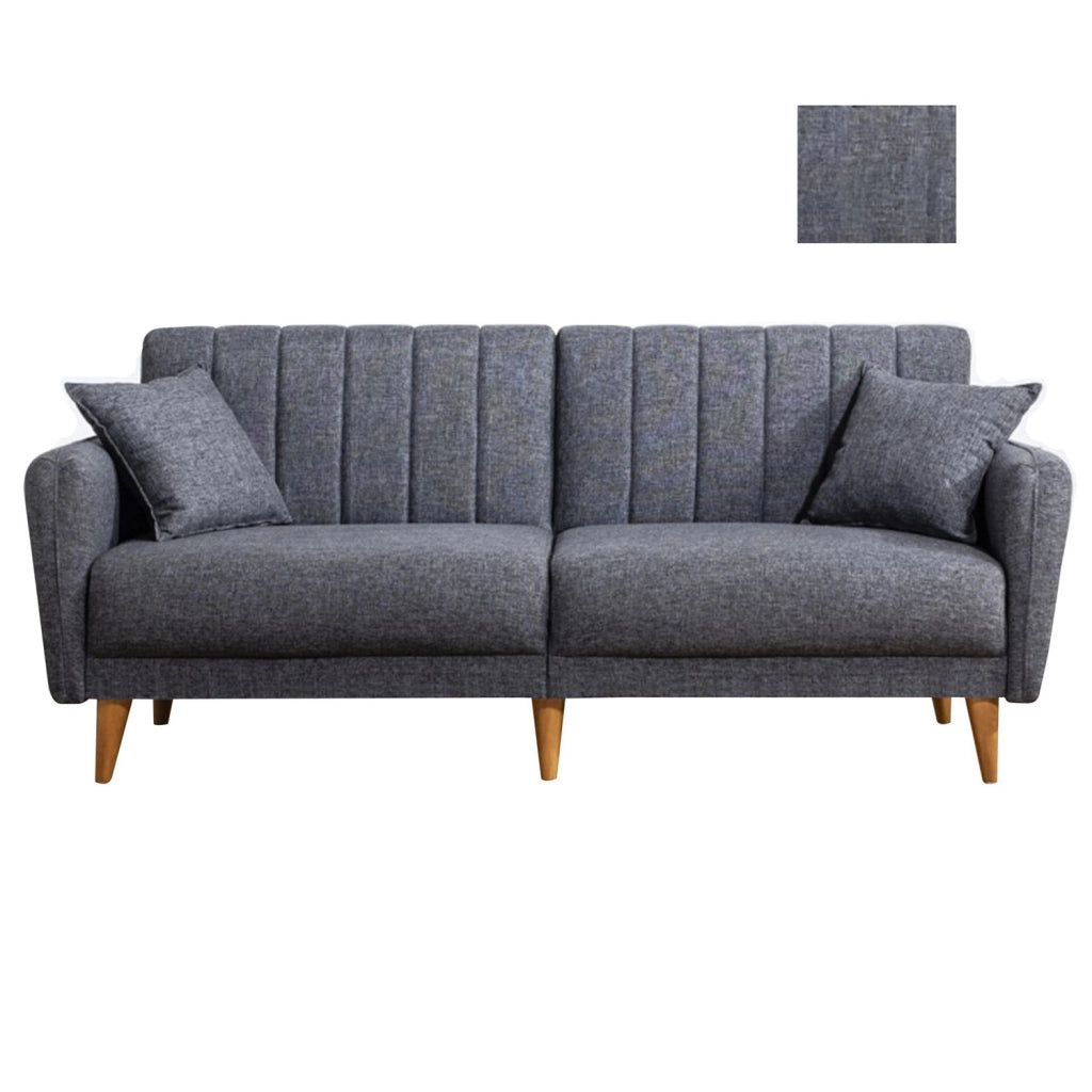 Divano letto a 3 posti in tessuto "Aqua" 205 x 85 x 85 cm - Grigio scuro