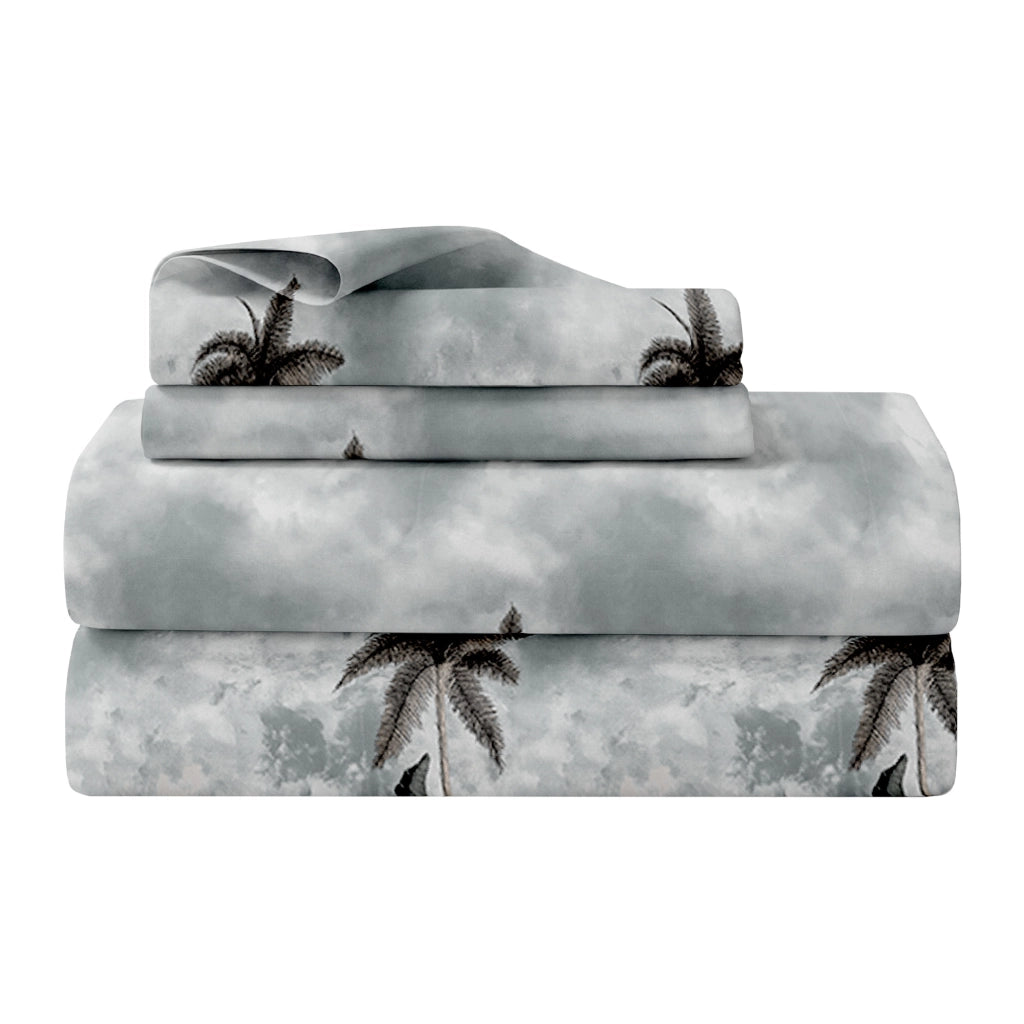 Completo Letto Lenzuola Matrimoniale,100% Cotone, Set letto, Lenzuolo Sopra, Sotto e Federe 2 Piazze Oasi Grigio