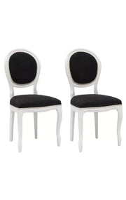 Set 2 sedie shabby  legno imbottita microfibra nera 50x47x100 - Mobili 2G