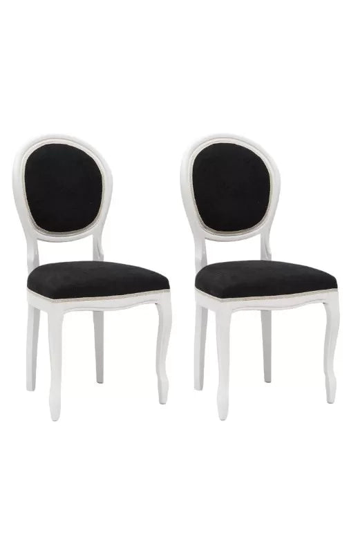 Set 2 sedie shabby  legno imbottita microfibra nera 50x47x100 - Mobili 2G