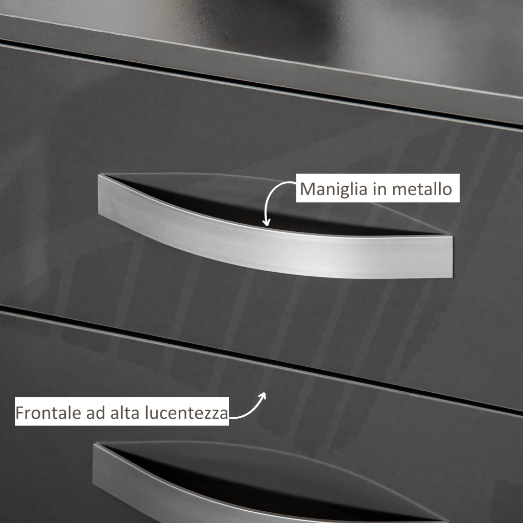 Set 2 Comodini Moderni con 3 Cassetti per Camera da Letto e Soggiorno in Truciolato, 40x36x56 cm, Grigio