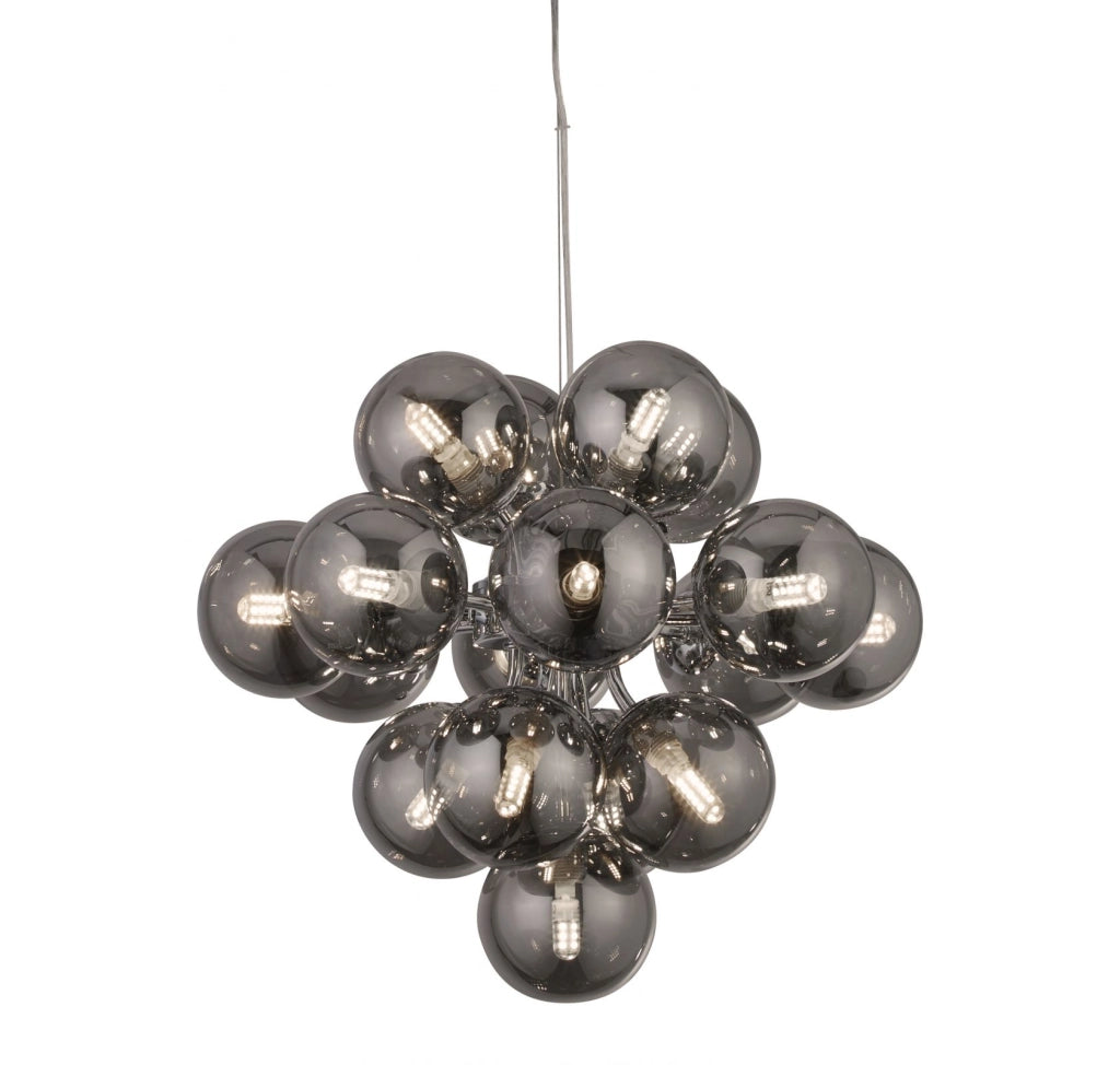 Berry 17Lt Pendant - Metallo cromato e vetro fumé