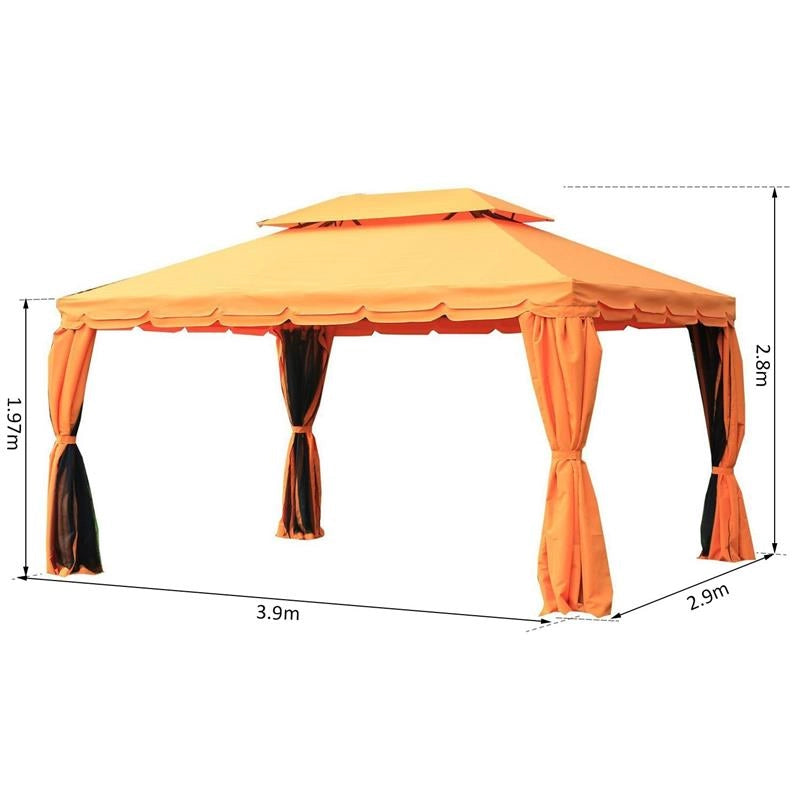 GAZEB LUSSUOSO DESIGN DOPPIA TETTOIA DA GIARDINO IDROREPELLENTE TESSUTO ANTIZANZARA 3X4 MT