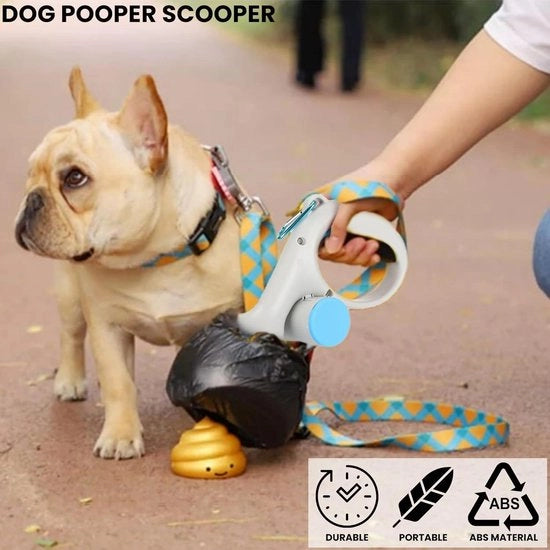 Scoppiatore per cani - Materiale ABS non tossico - Leggero e duraturo - Con gancio e dispenser per sacchetti - Portatile per animali domestici - Incluso 1 rotolo di sacchetti