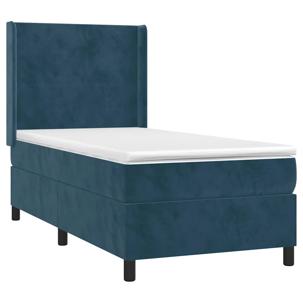 Giroletto a Molle con Materasso Blu Scuro 80x200 cm in Velluto 3132529