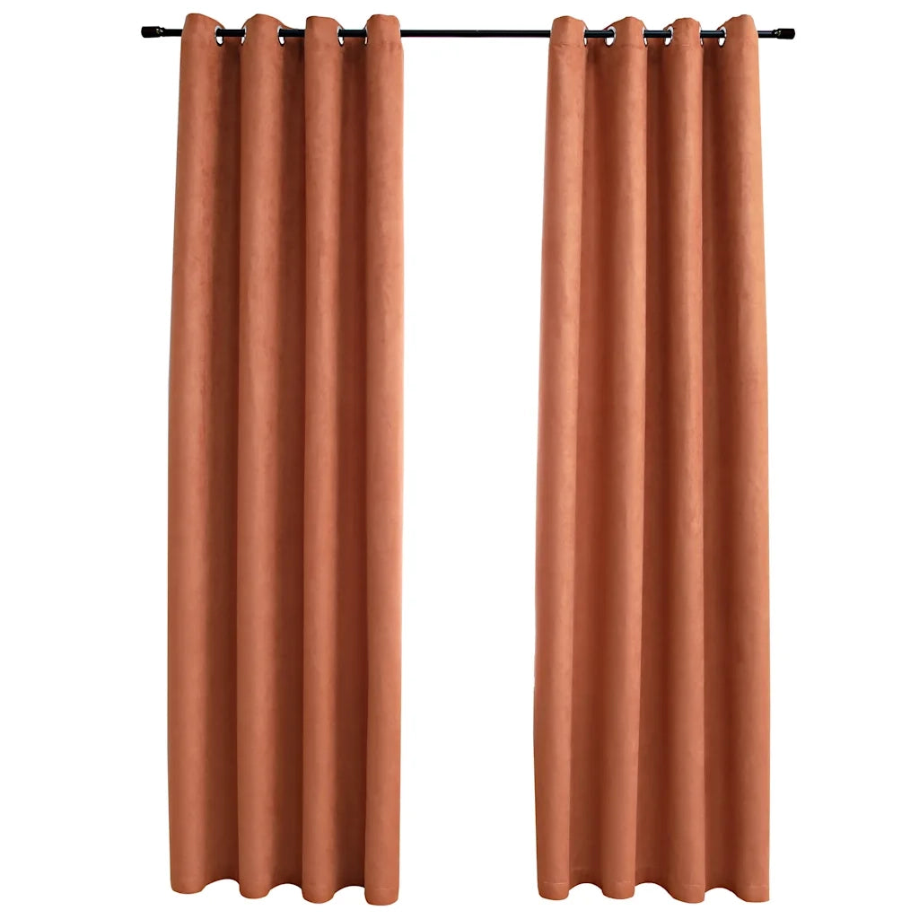 Tende Oscuranti | Tende Blackout con Anelli in Metallo 2 pz Ruggine 140x245 cm