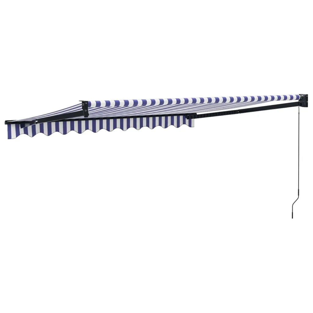 Tenda Sole Retrattile-Tenda parasole per balcone Blu e Bianca 3,5x2,5m Tessuto e Alluminio 752779