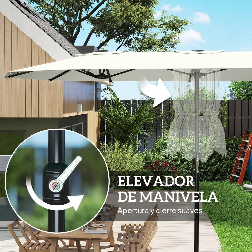 Ombrellone da Giardino 4.6x2.6 m ¨C zephmum ¨C Bianco Crema, Protezione UV50+, Manovella Manuale