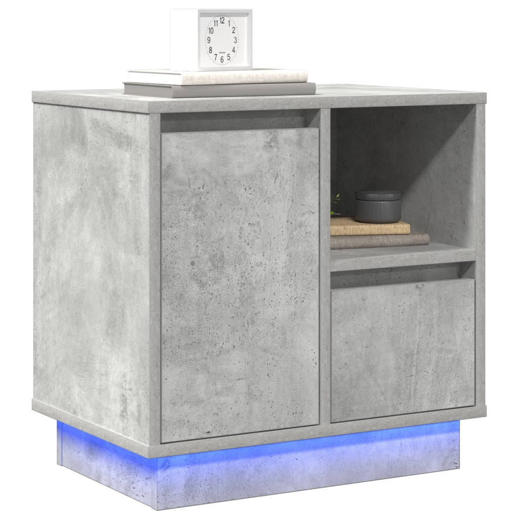Comodini con LED 2 pz Cemento Grigio 50x34.5x50 cm