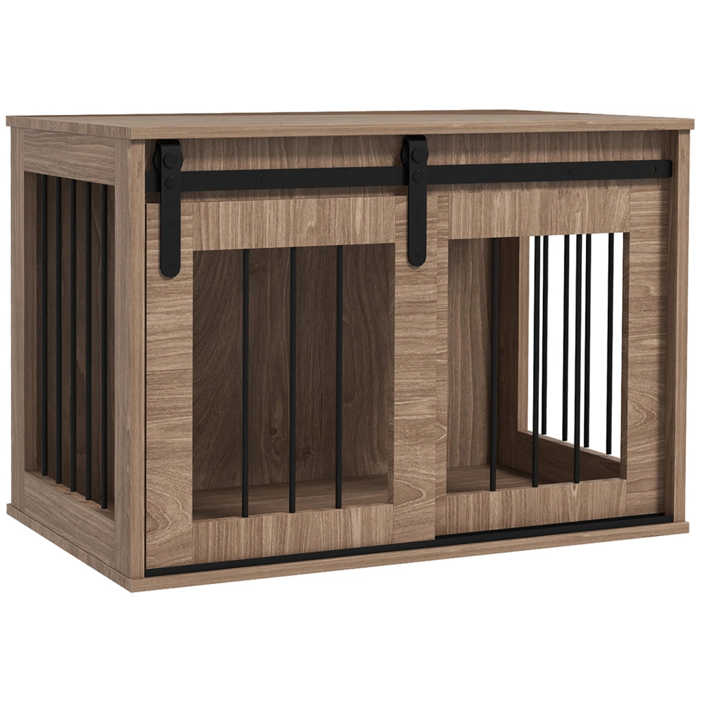 Gabbia per cani e animali domestici ¨C zephmum ¨C effetto legno, metallo, 57x80x54 cm